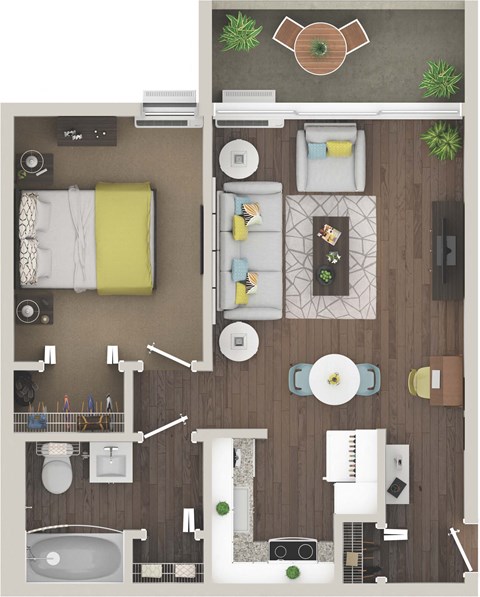 Floor Plan LAF A at City Club Apartments Lafayette Park, Detroit, MI 48207